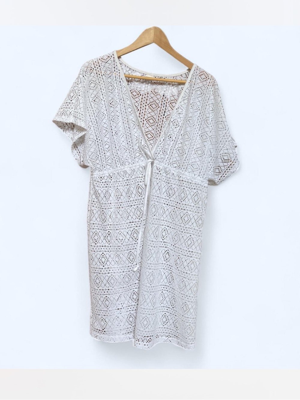 Merona White Crochet Lace Swim Cover-Up with Tie Front